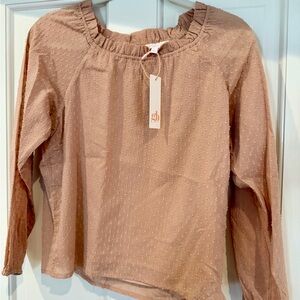 GB Girls Long Sleeve Blouse in Tan